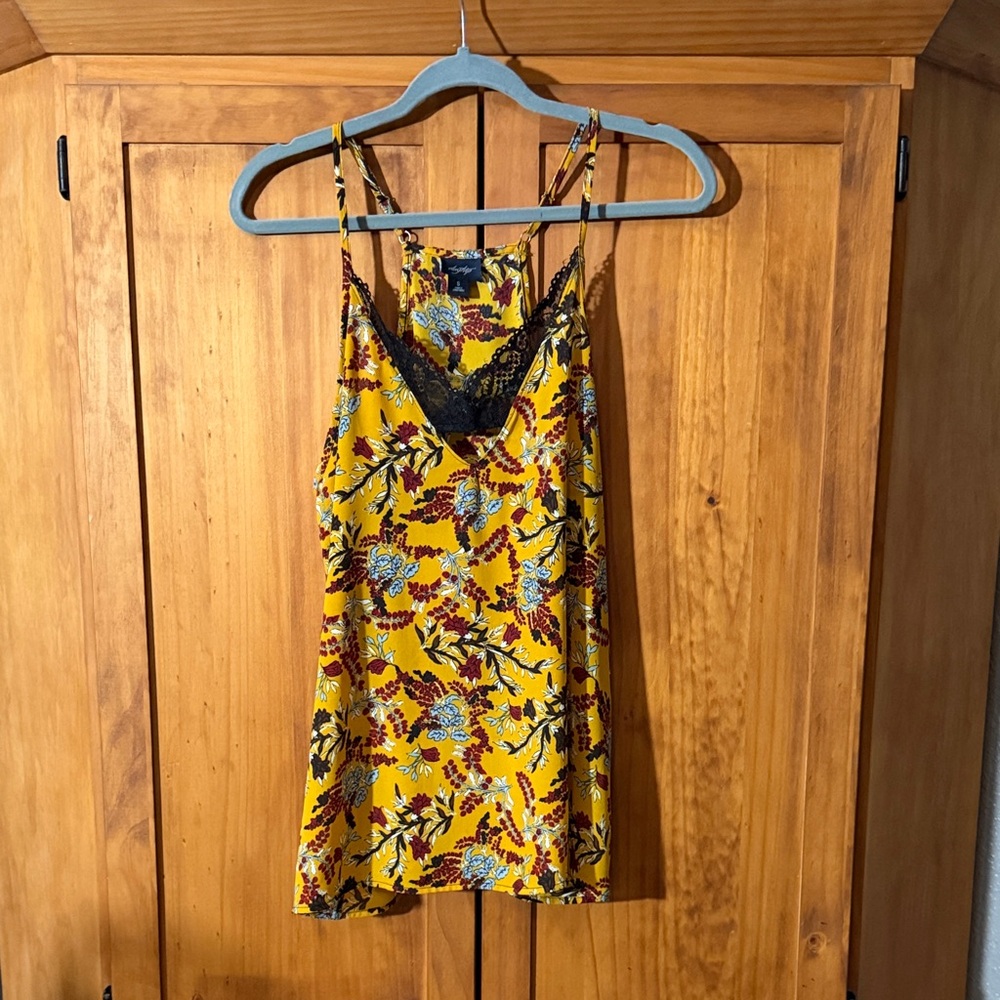 Daytrip Yellow Floral Lace Tank Top
